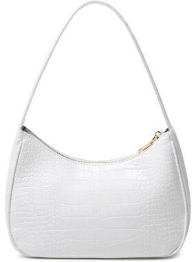 〽️Women Crocodile White  Hobo Clutch Purse Zipper Closure Shoulder Tote Handbag